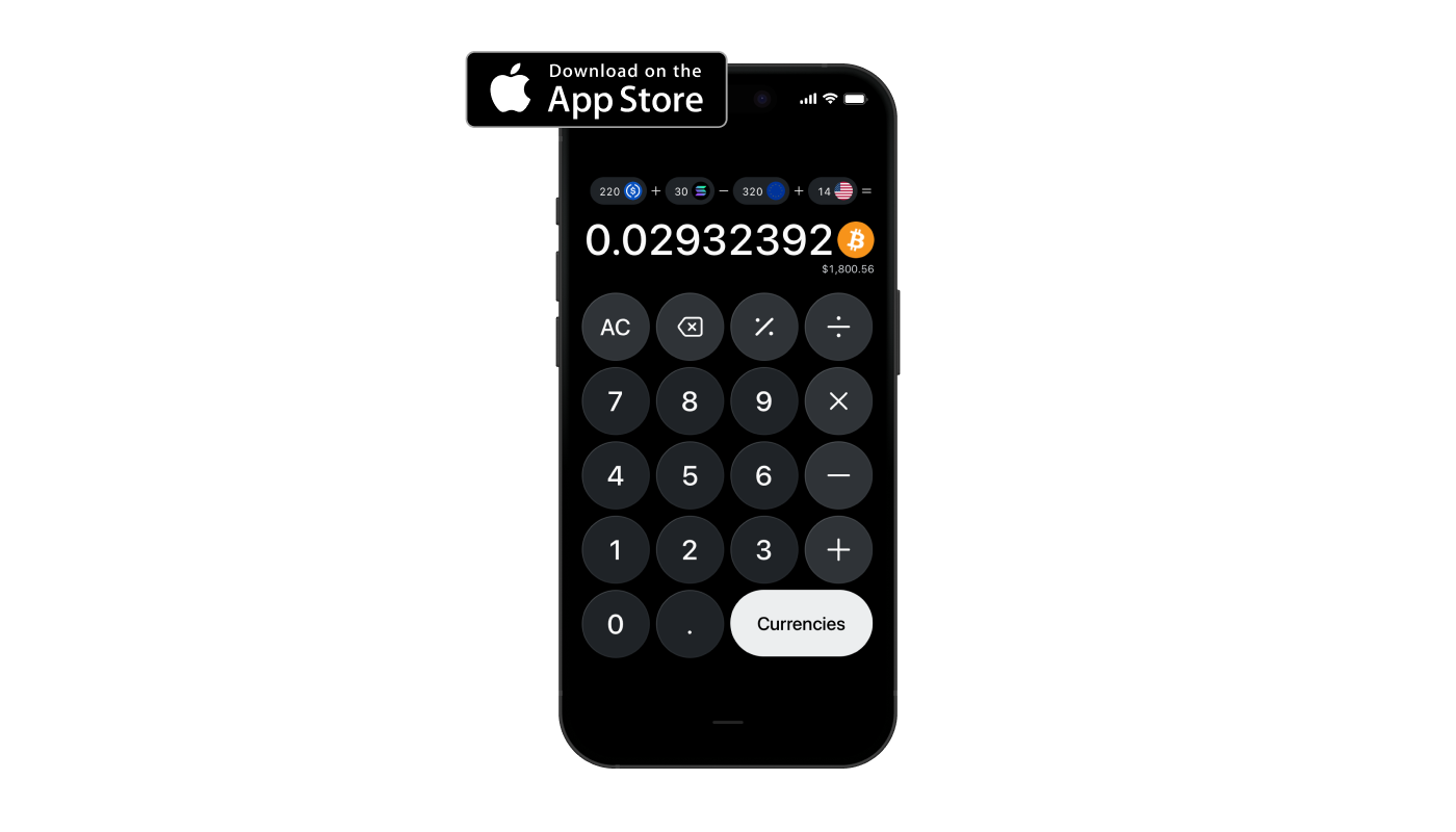 Bitcalc app — crypto and fiat calculator