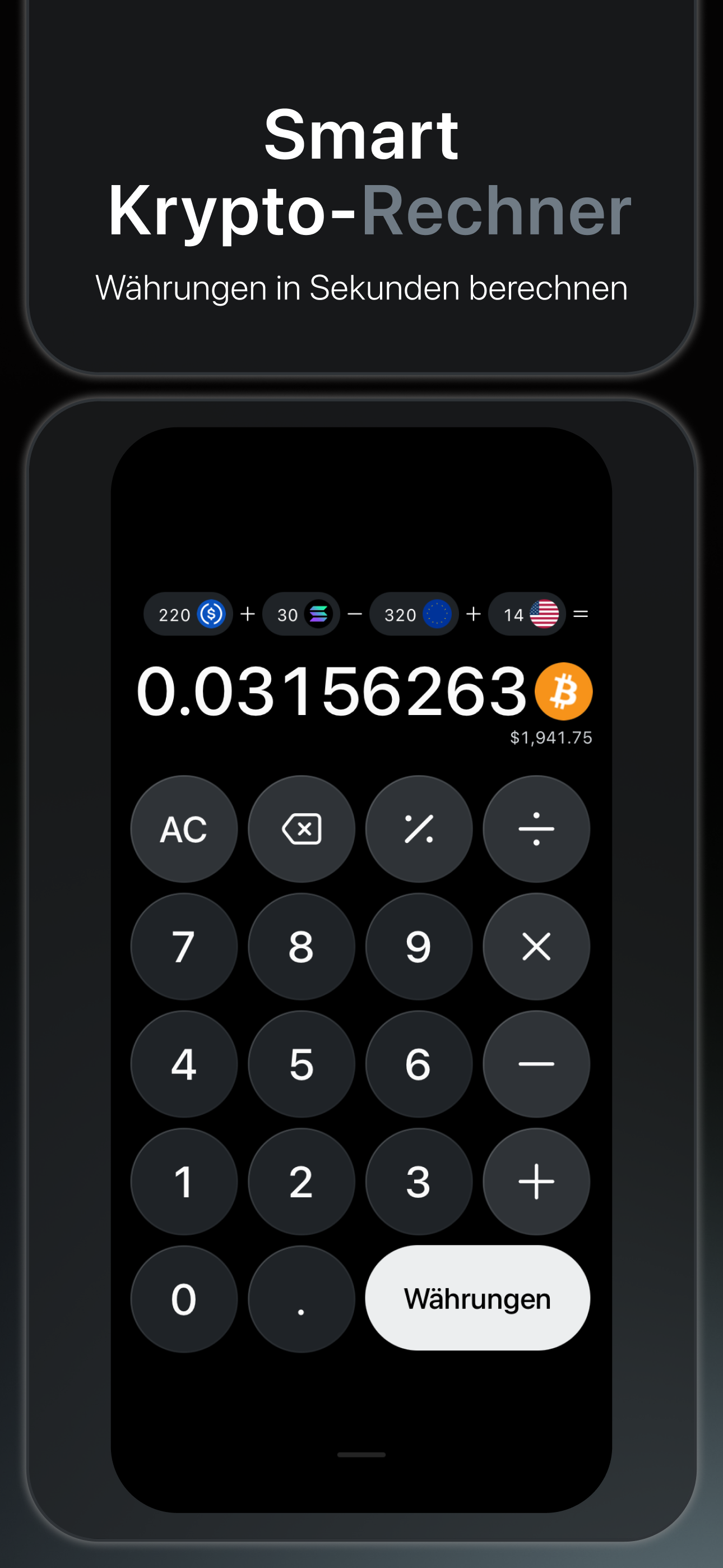 Bitcalc – Intelligenter Krypto-Rechner für mehrere Währungen gleichzeitig