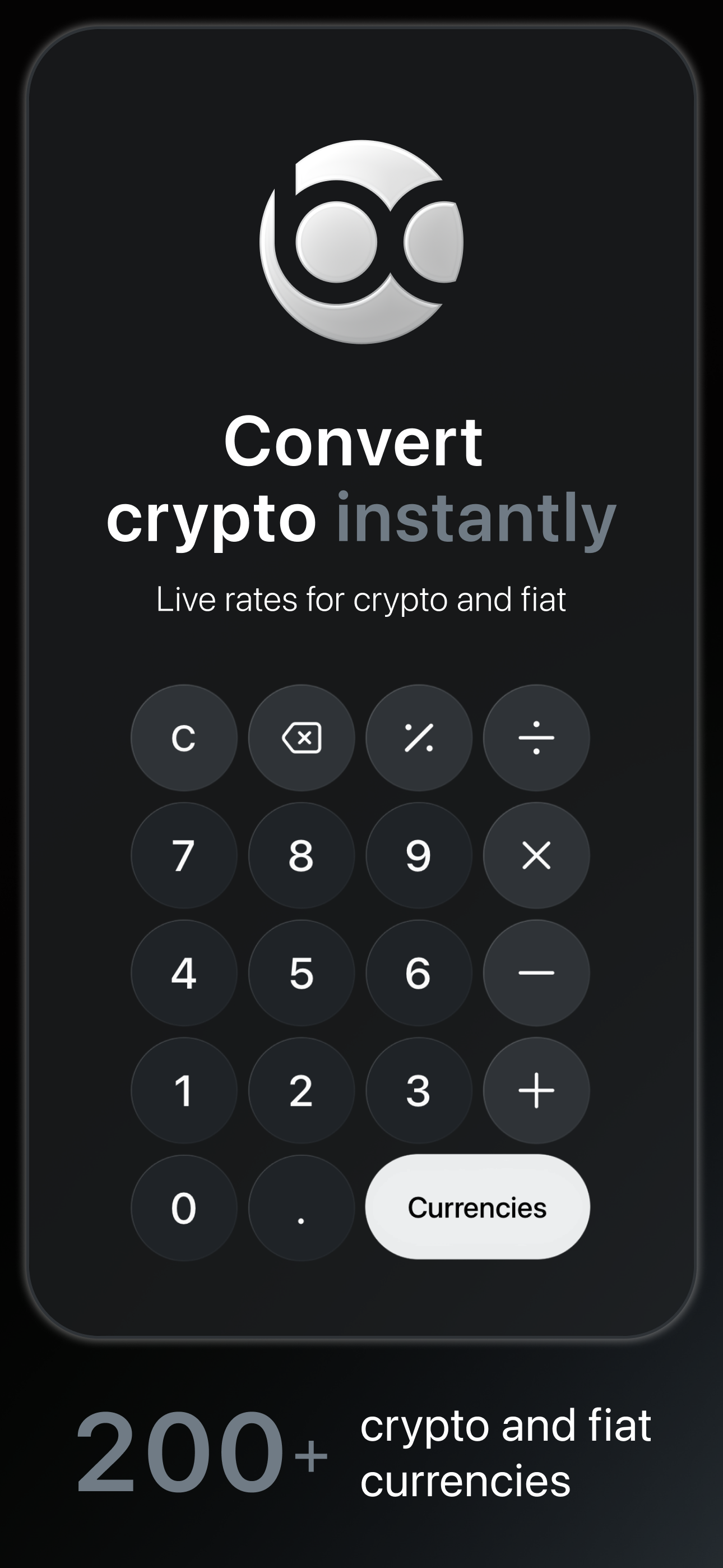 Bitcalc — convert crypto instantly, live rates for crypto and fiat